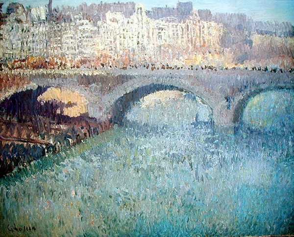 Udsigt over Pont Neuf (olie på lærred) af Gustave Loiseau