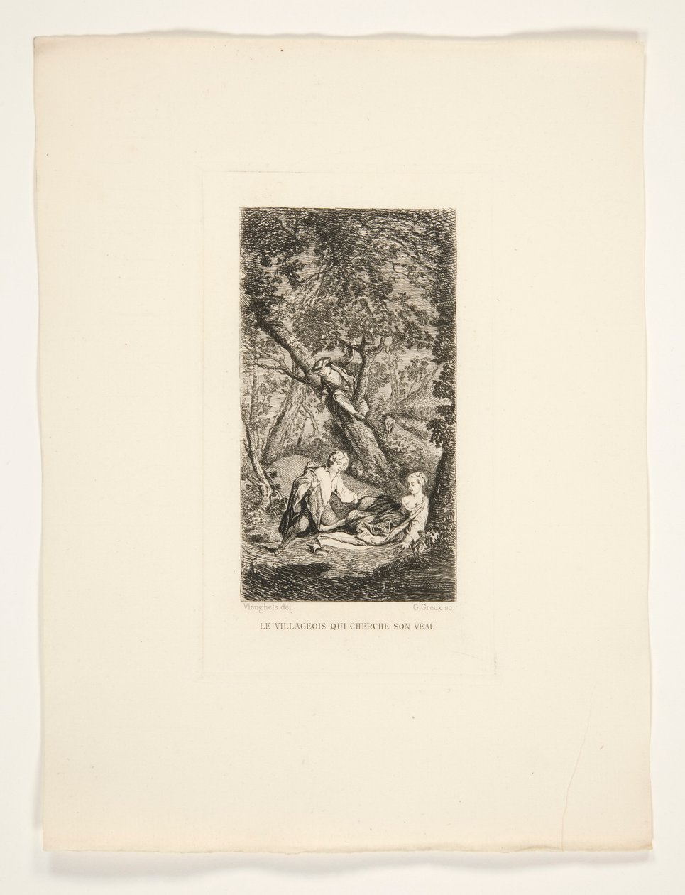 Landsbyboeren, der leder efter sin kalv af Gustave Marie Greux