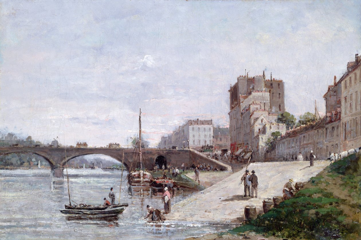 Seinen og havnen i Courbevoie af Gustave Mascart