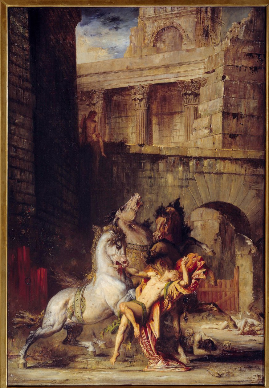 Diomede Devore by His Horses Maleri af Gustave Moreau (1826-1898) 1865 Søn. 1,38x0,84 m Rouen, Musee des Beaux Arts af Gustave Moreau