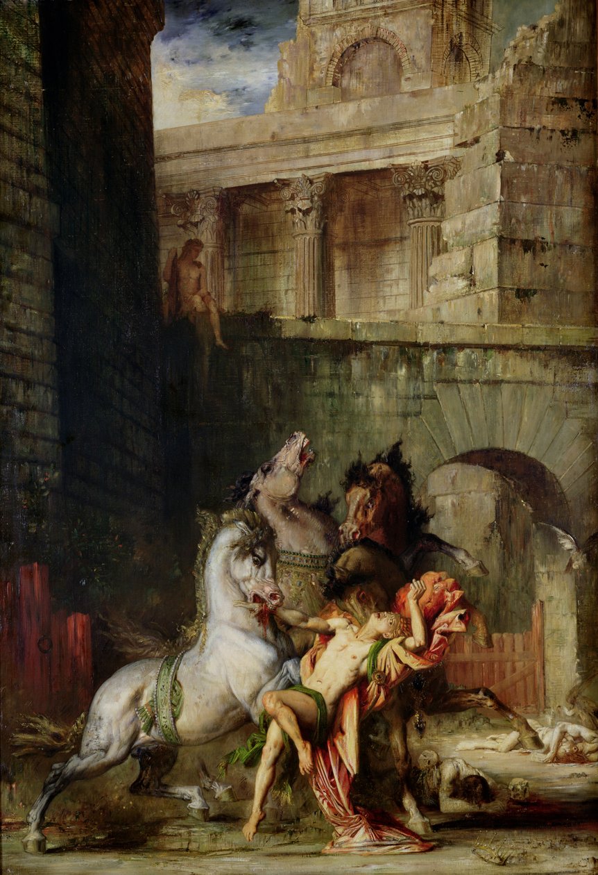 Diomedes bliver spist af sine heste, 1865 af Gustave Moreau