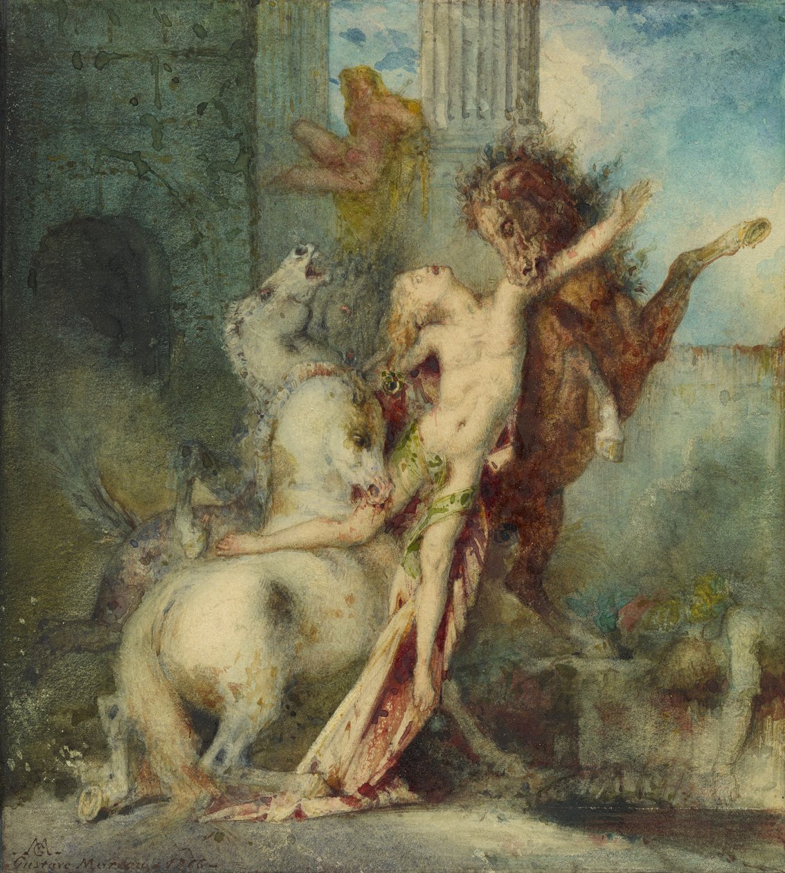 Diomedes fortæret af heste af Gustave Moreau