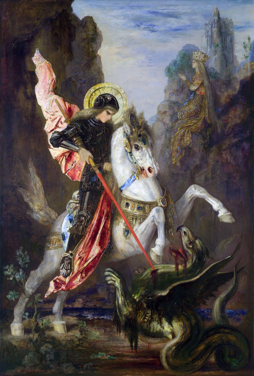 Fransk:  Saint-Georges et le dragon Saint George og dragen af Gustave Moreau