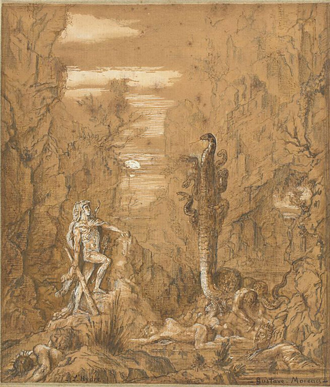 Herkules og hydraen fra Lerna af Gustave Moreau