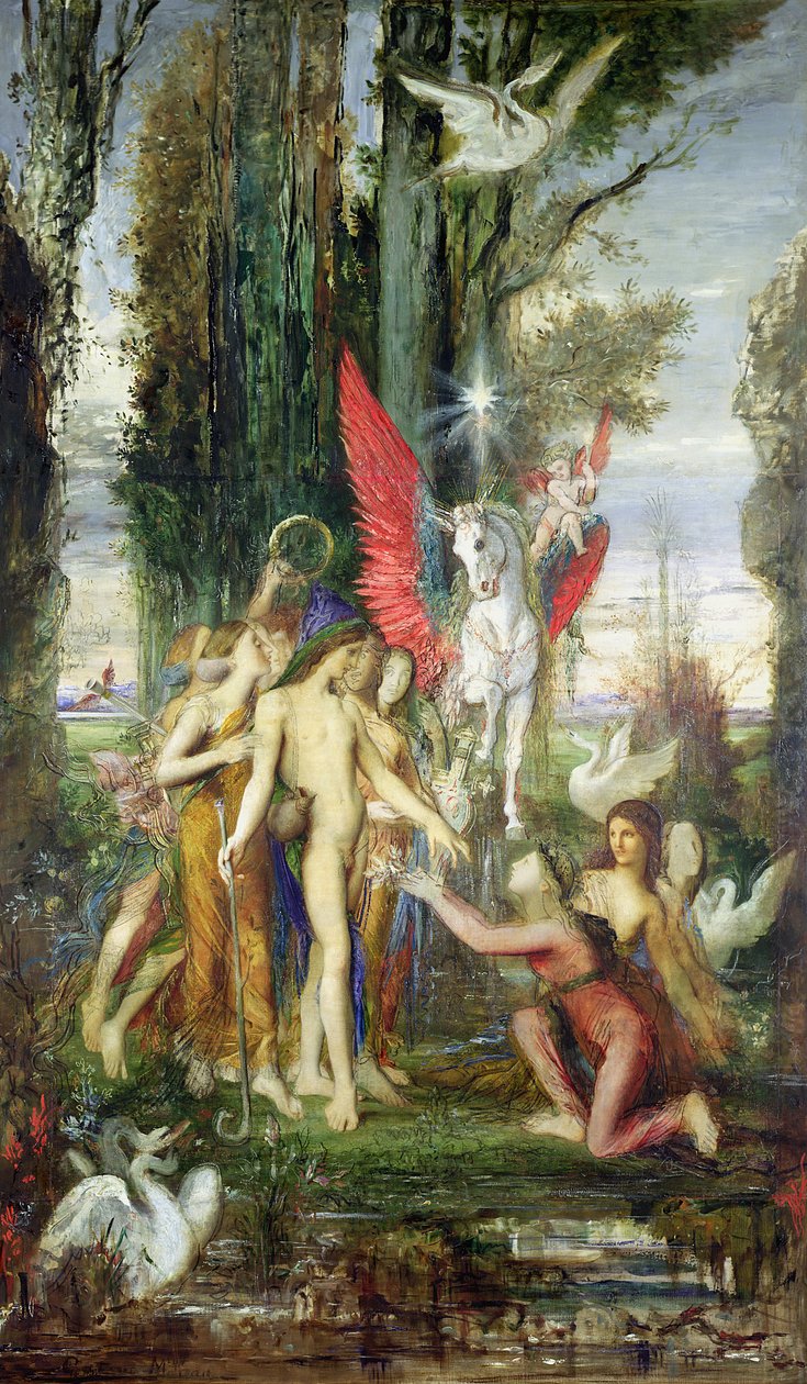 Hesiod (ca. 700 f.Kr.) og muserne af Gustave Moreau