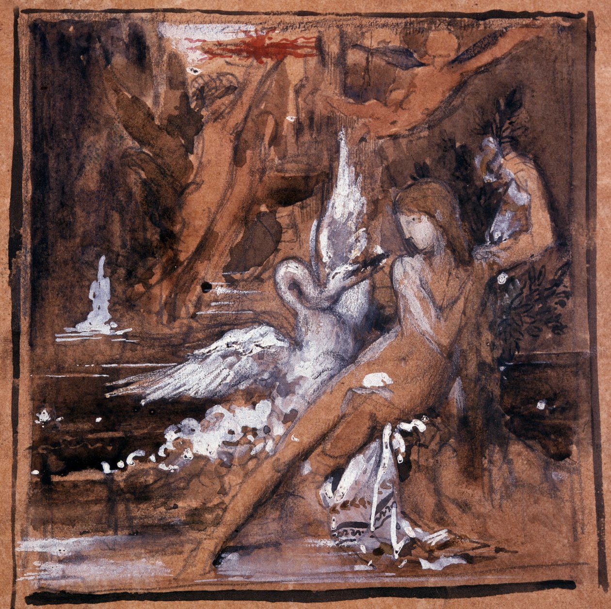 Leda og Svanen. Tegning af Gustave Moreau (1826-1898). af Gustave Moreau