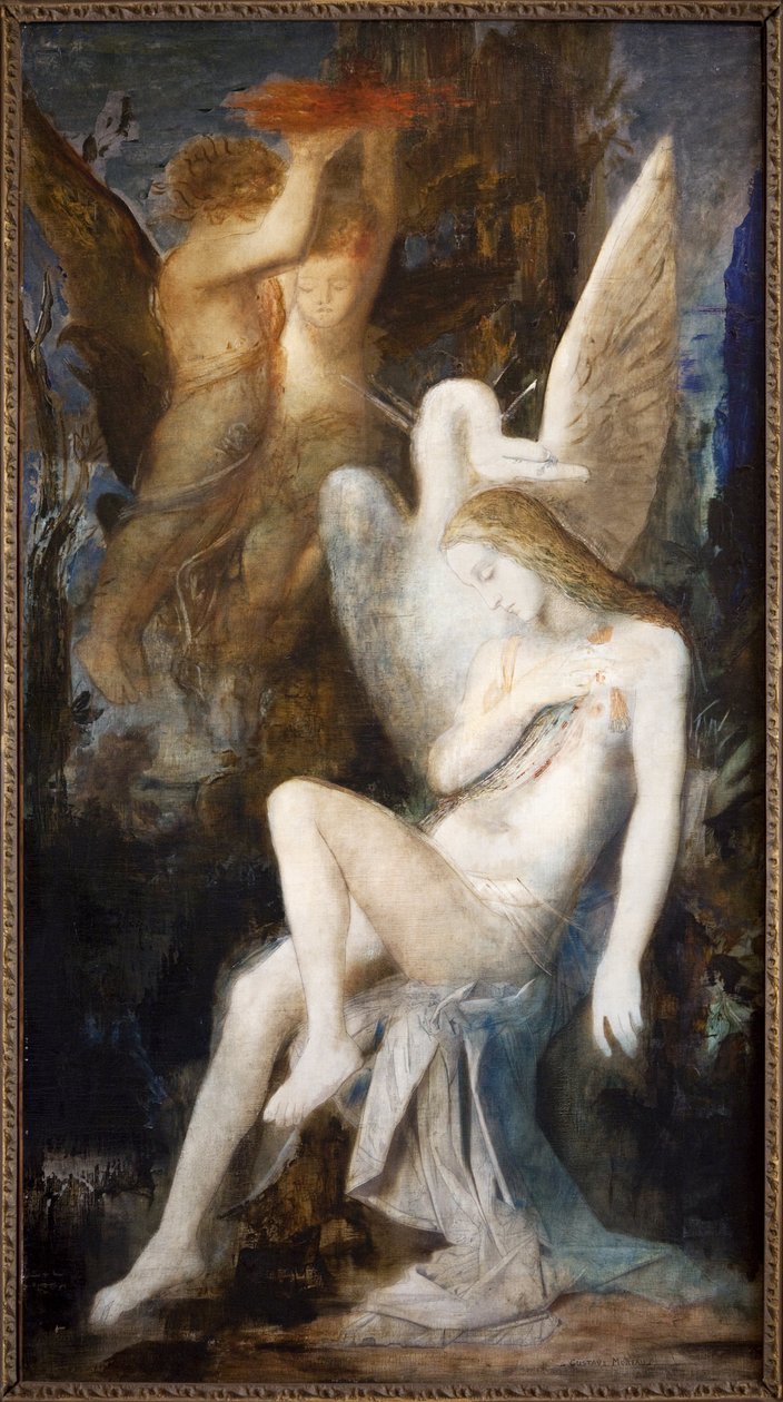 Leda og svanen (olie på lærred) af Gustave Moreau