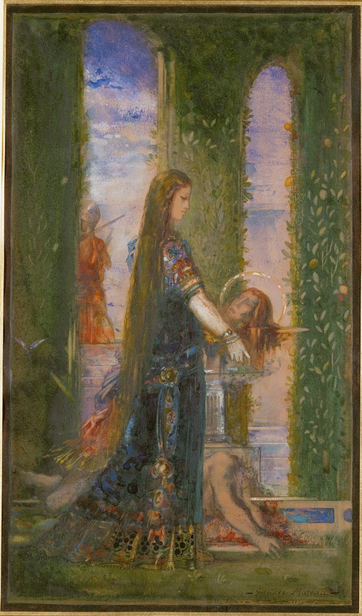 Salome i haven eller Salome med Johannes Døberens hoved (akvarel og gouache på papir) af Gustave Moreau