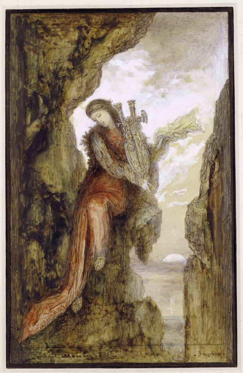 Sappho på klippen af Gustave Moreau