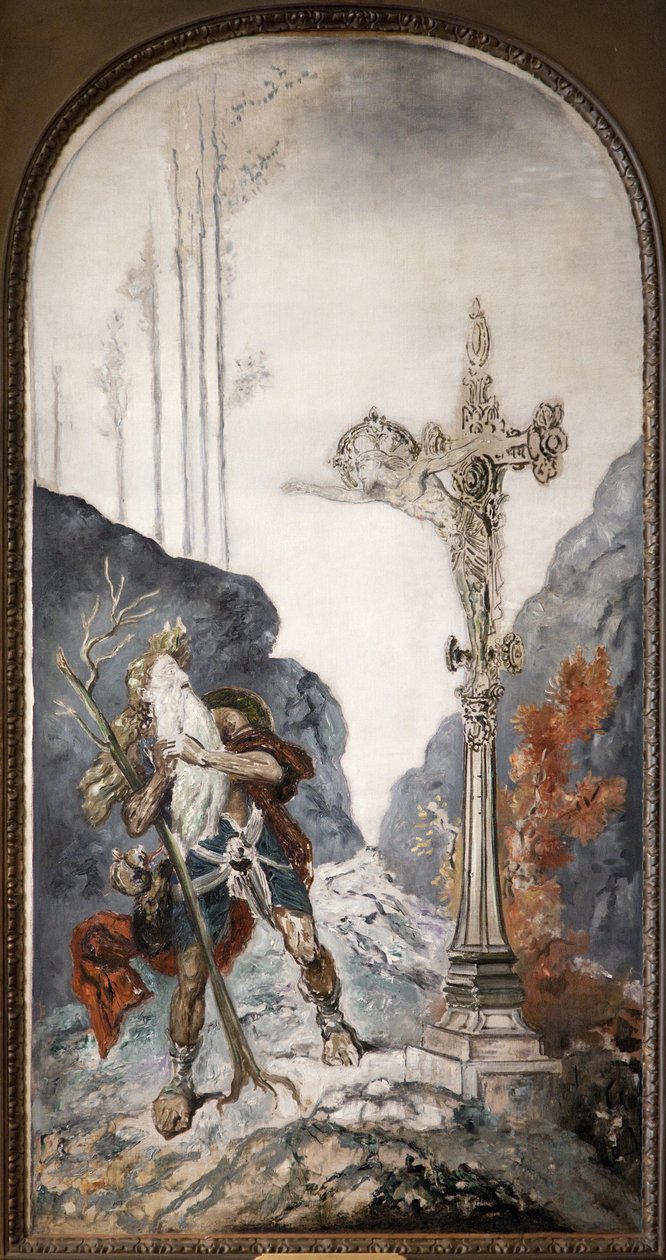 Den omvandrende jøde, overrasket af calvariet, som kalder ham, oliemaleri på lærred af Gustave Moreau (1826-1898). Fotografi, KIM Youngtae, Paris, Musee Gustave Moreau. af Gustave Moreau