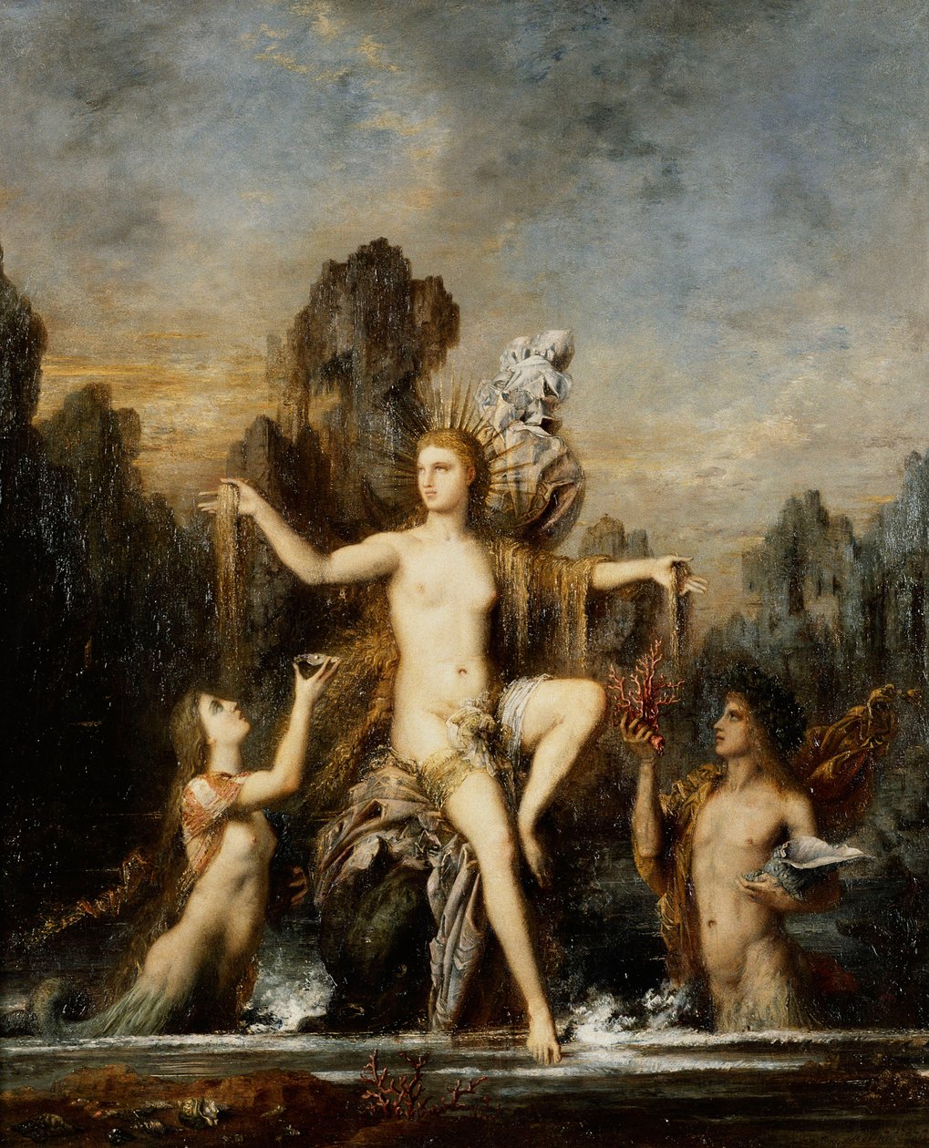 Venus stiger op af havet; Venus kommer ud af bølgen, 1866 af Gustave Moreau