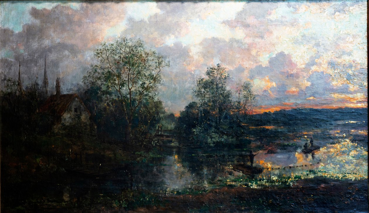Landskab med en lille båd af Gustave de Duyts