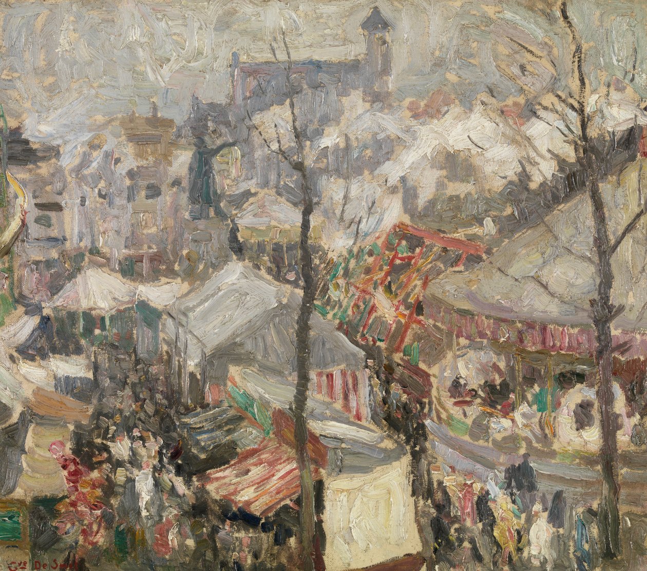 Messe på fredagsmarked i Gent (olie på lærred) af Gustave de Smet