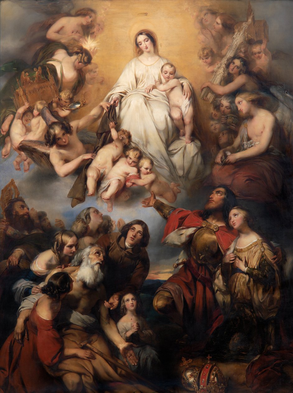 Our Lady of Mount Carmel (olie på lærred) af Gustave or Gustaaf Wappers