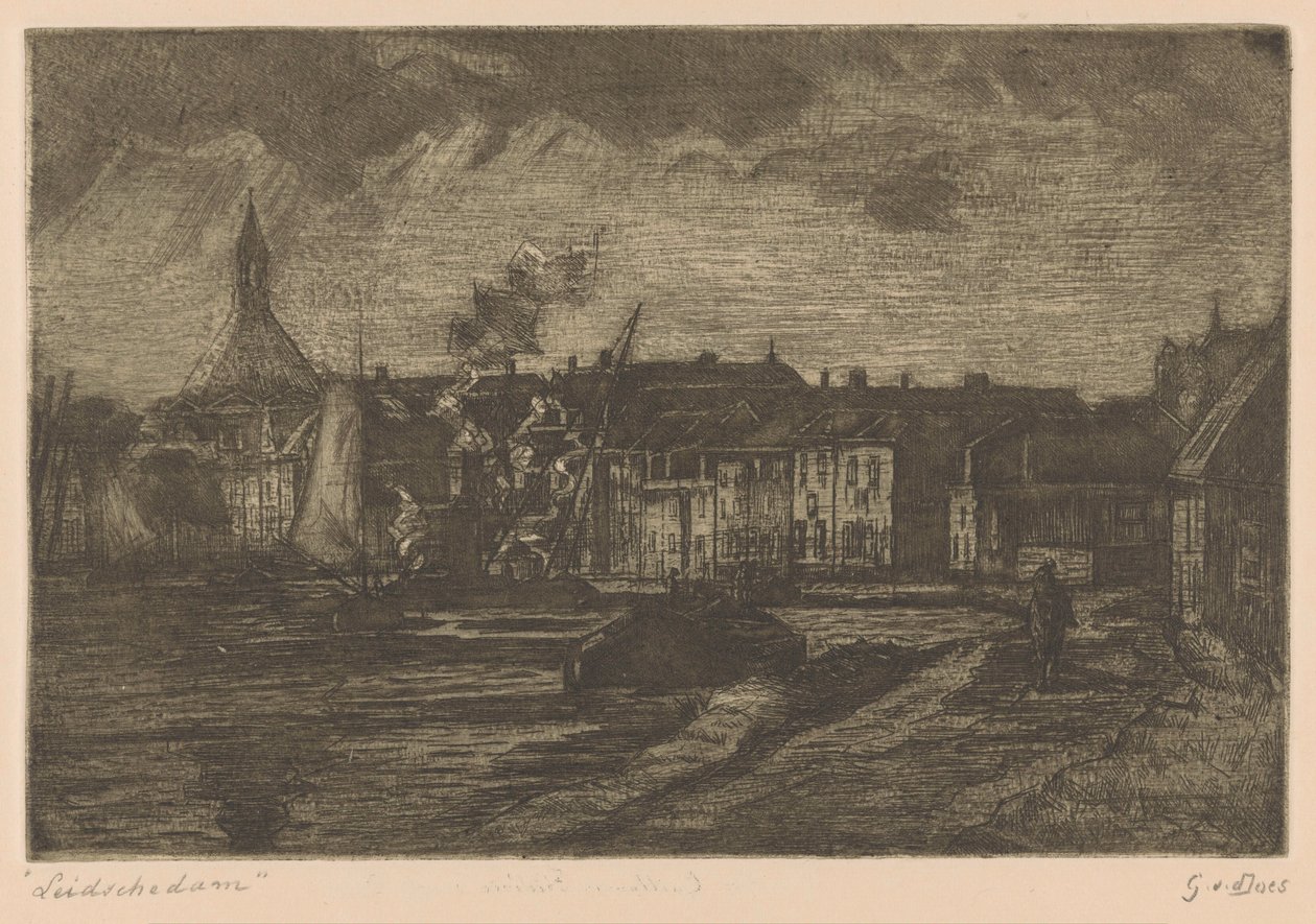Leidschendam (original titel på objekt) af Gustave van der Does (signed by artist)