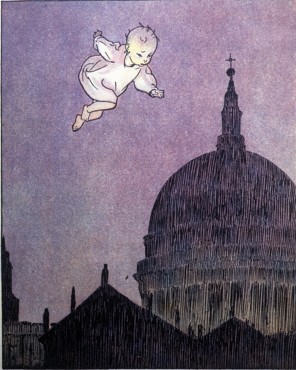 Illustration til "La storia di Peter Pan"", fabel af James Matthew Barrie (JM eller J. M. Barrie) af Gustavo Gustavino Rosso