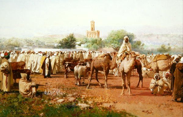 Arabisk landsbyscene af Gustavo Simoni