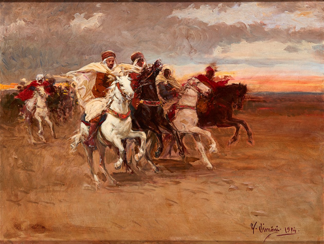 Charging Cavaliers (olie på lærred) af Gustavo Simoni