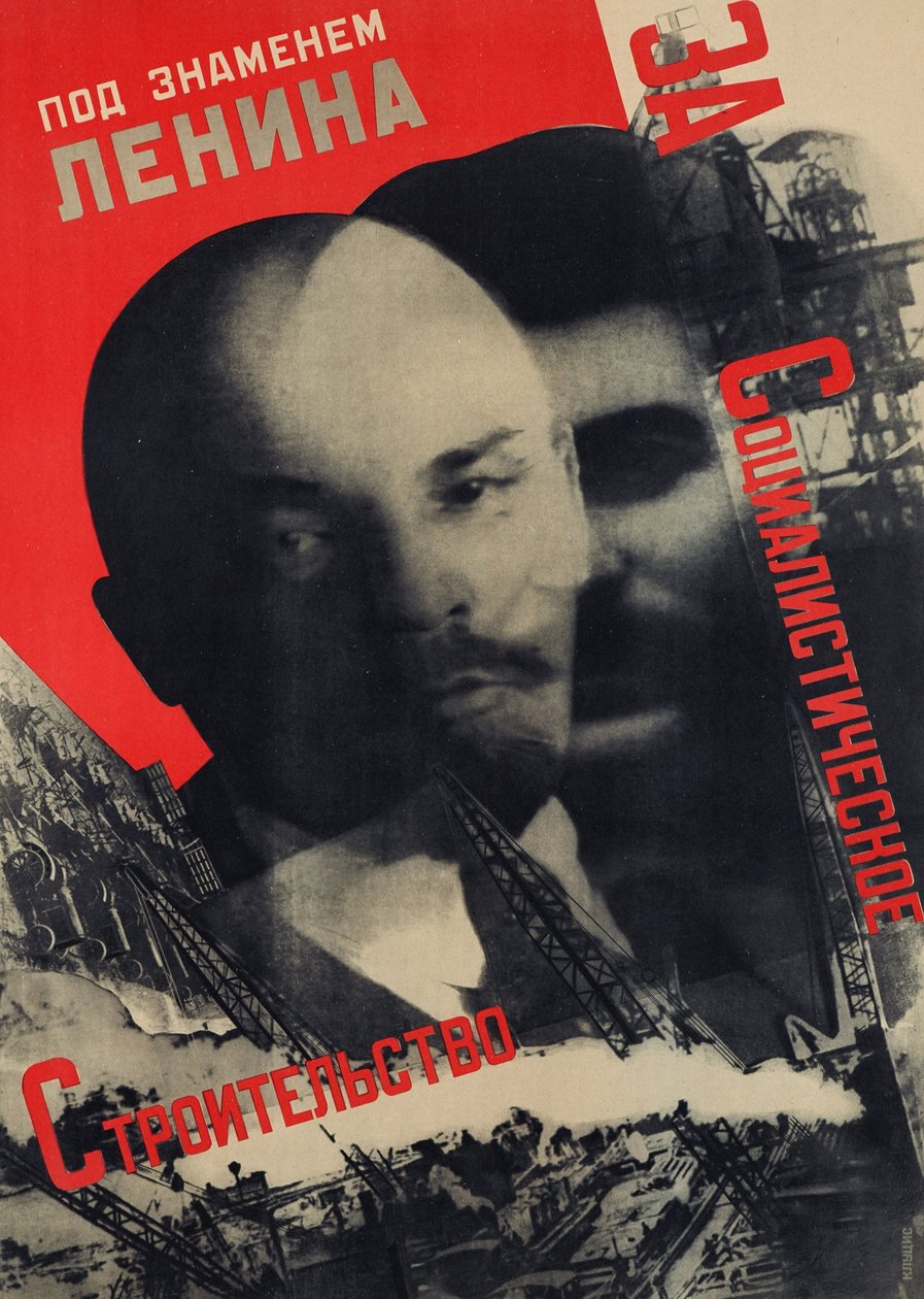 Under Lenins banner for socialistisk konstruktion af Gustavs Klucis
