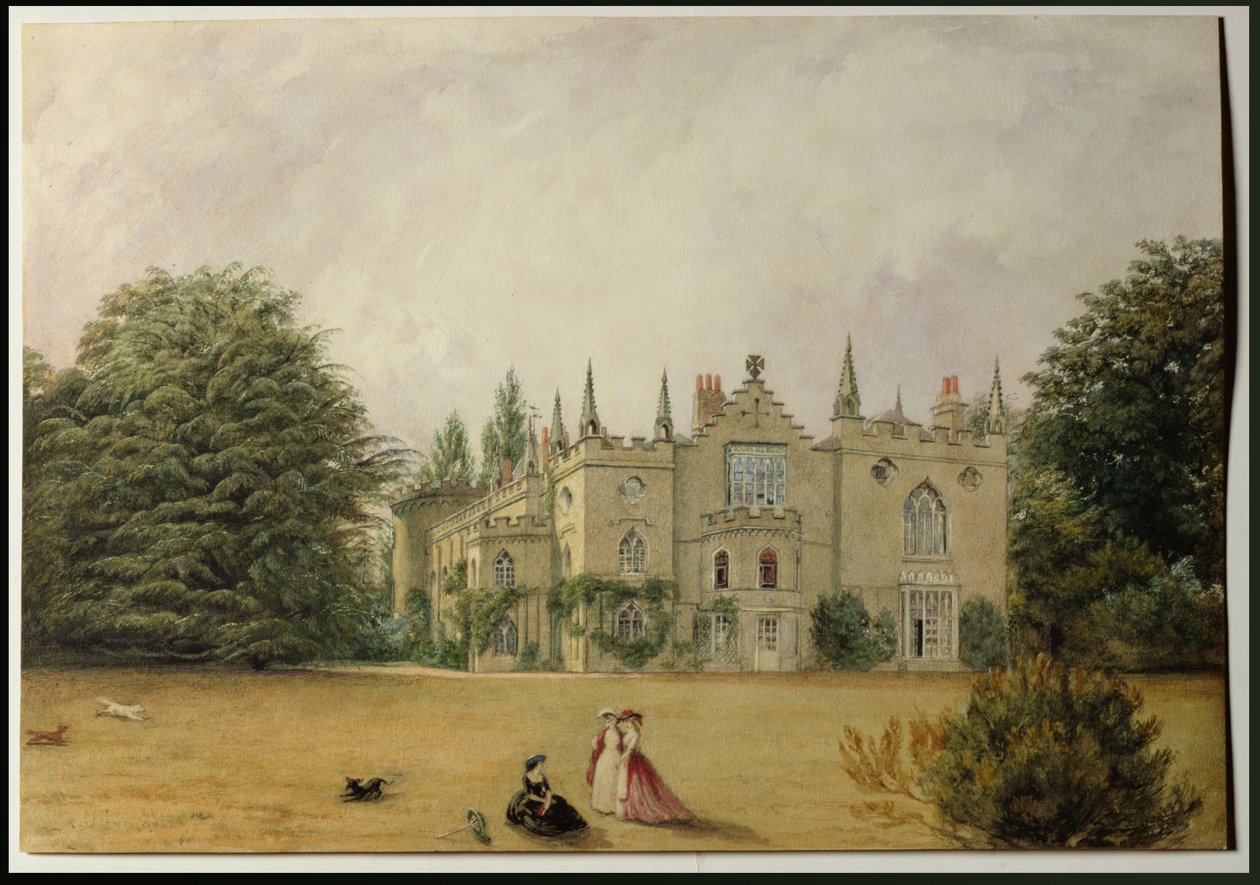 Udsigt over Strawberry Hill, Middlesex fra haverne (wc) af Gustavus Ellinthorpe Sintzenich