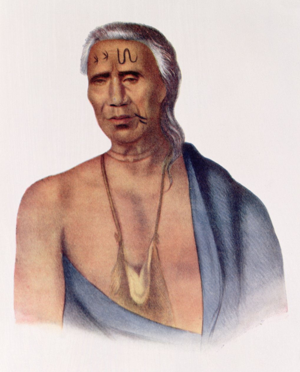 Lap-Pa-Win-Soe, en delawarehøvding, illustration fra "The Indian Tribes of North America, Vol.1", af Thomas L. McKenney og James Hall, udgivet af John Grant. af Gustavus Hesselius