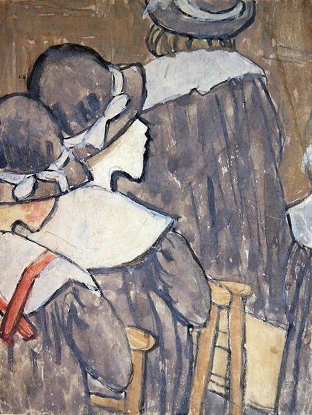 Børn i en kirke (kropsfarve over spor af blyant på papir) (se også 130312, 281886) af Gwen John
