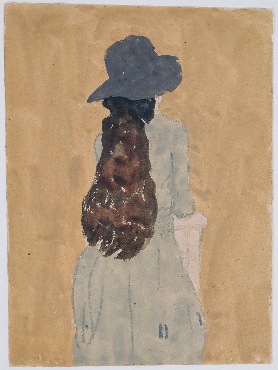 Figur i kirke (blyant  gouache på papir) af Gwen John