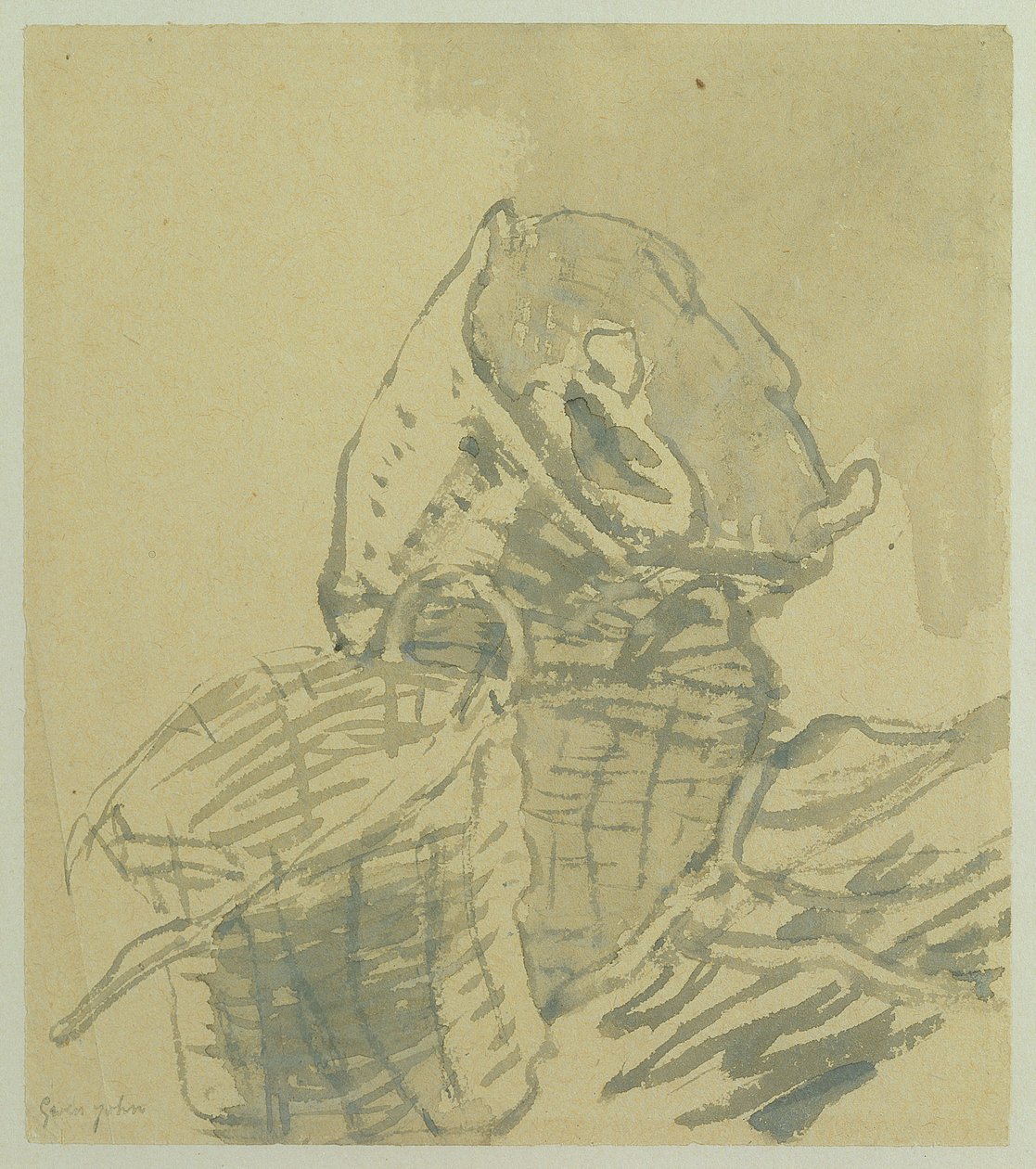 Fishermens Baskets (grå vask på papir) af Gwen John