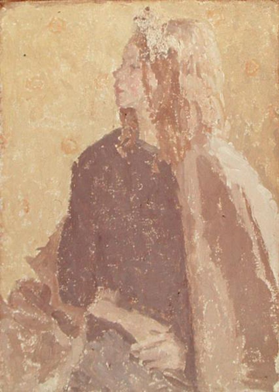 Pige i profil (olie og kridt på lærred) af Gwen John