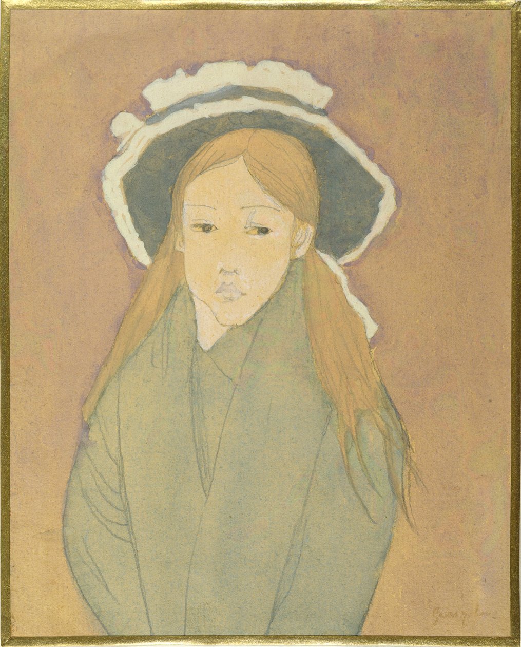 Pige med stor hat og stråfarvet hår, 1910