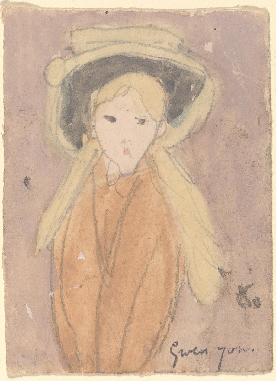 Lille pige med en stor hat af Gwen John