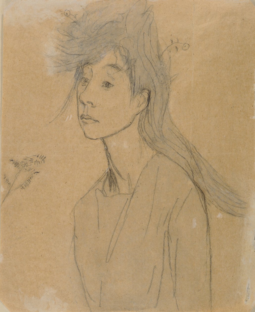 Ophelia: Portrait Imagine, ca. 1910 (kridt og vask på papir) af Gwen John