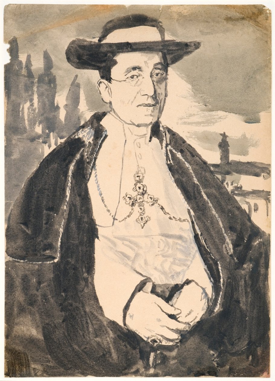 Pave Benedikt XV (gouache med wash på papir) af Gwen John