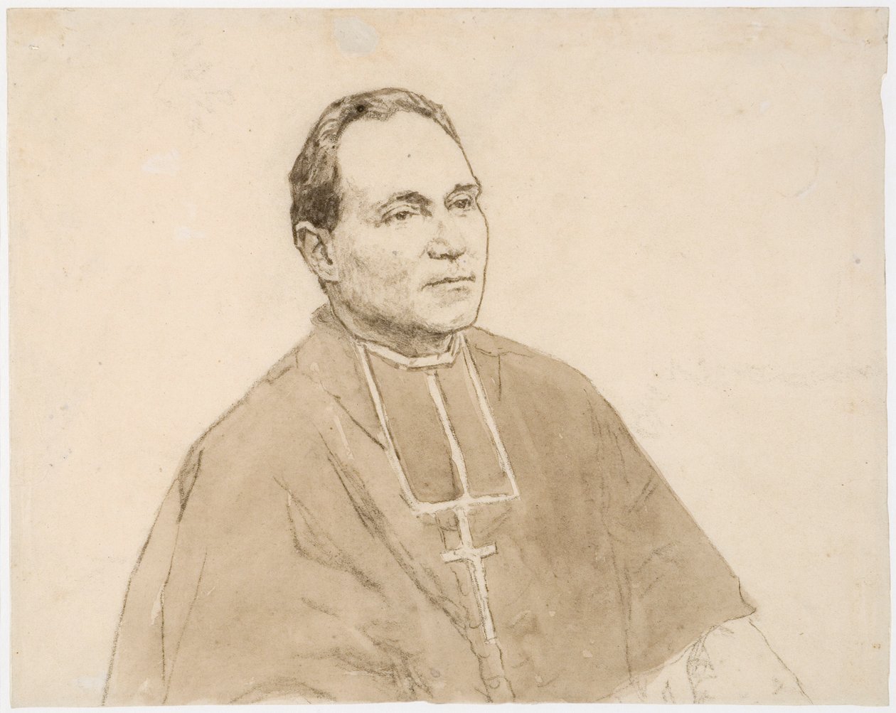 Portræt af en kardinal (kul og akvarel på papir) af Gwen John