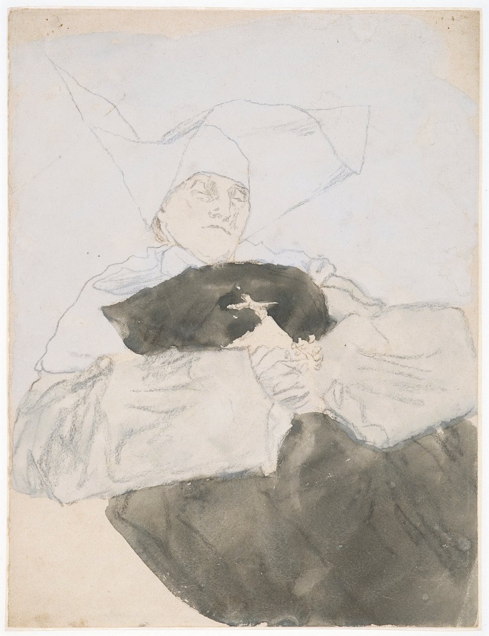Den døende nonne (blandede medier på papir) af Gwen John