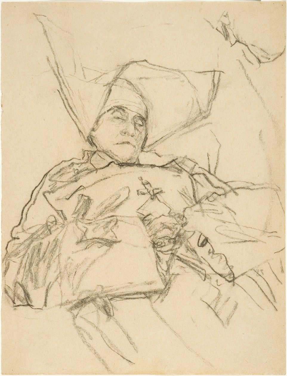 Den døende nonne (conte crayon på papir) af Gwen John