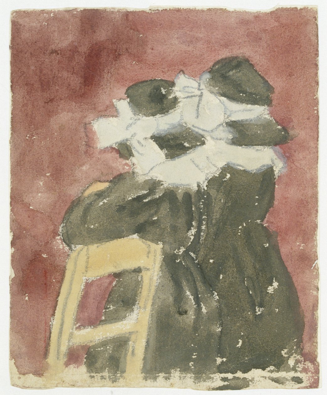 To piger står i en kirke (blyant med akvarel på papir) af Gwen John