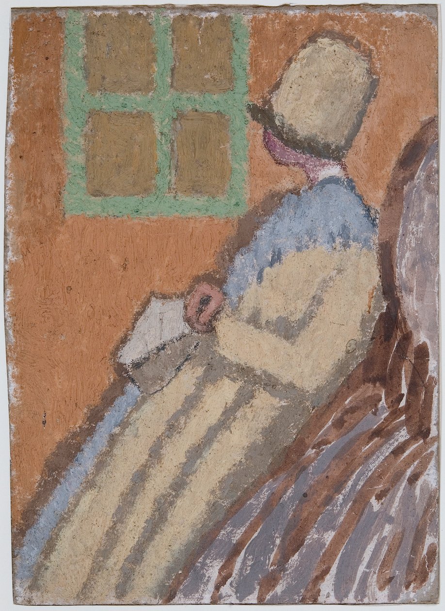 Kvinde i profil (mixed media på kort) af Gwen John