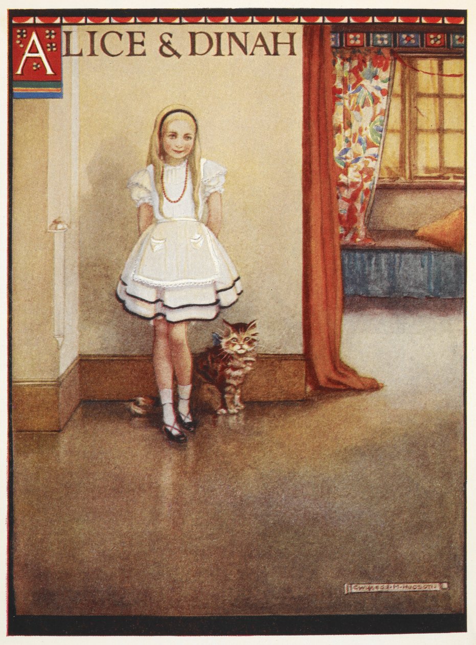 Alice og den tabbyfarvede kat Dinah af Gwynedd M. Hudson