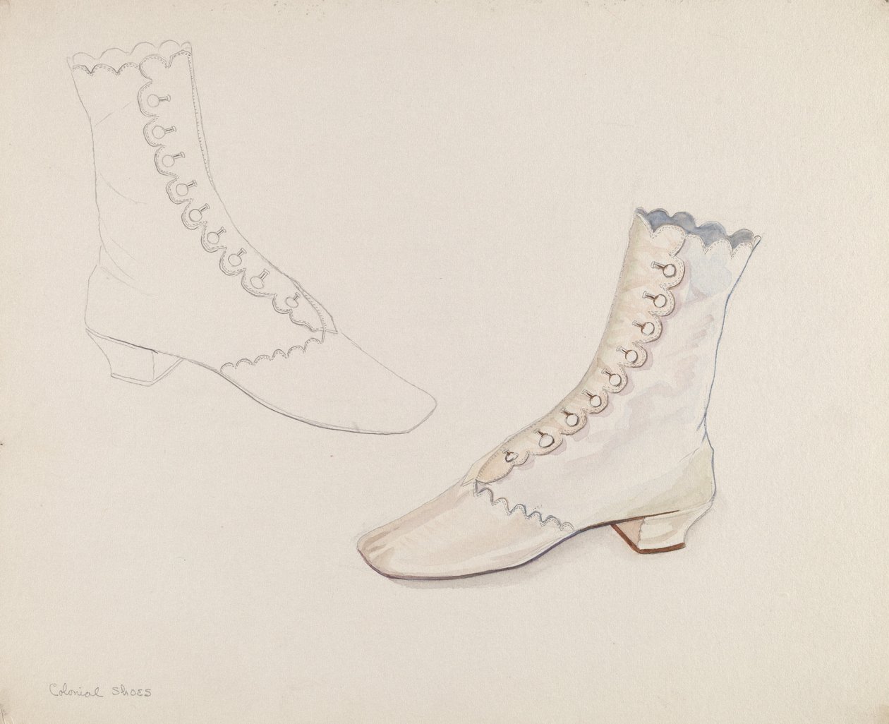 Quaker bryllupssko, ca. 1936. af Gwyneth King