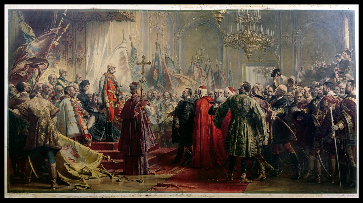 Kejser Franz Joseph I (1830-1916) og kejserinde Elizabeth (1837-98) i Budapest, 8. juli 1896 af Gyula Benczúr