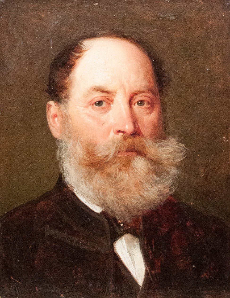 Portræt af Vilmos Benczur, kunstnerens far Magyar: Benczur Vilmos, Benczur Gyula edesapja portrejan af Gyula Benczúr