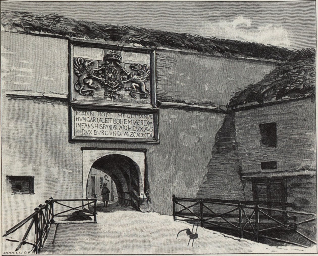 Porten til den gamle fæstning i Komárno, 1890