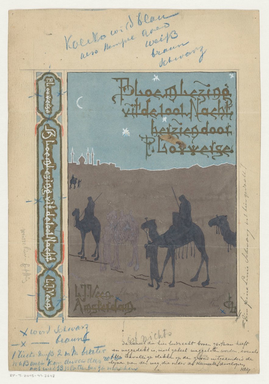 Banddesign for: Pieter Louwerse, Anthology from the Thousand and One Nights, 1910 af H.C. Louwerse (signed by artist)