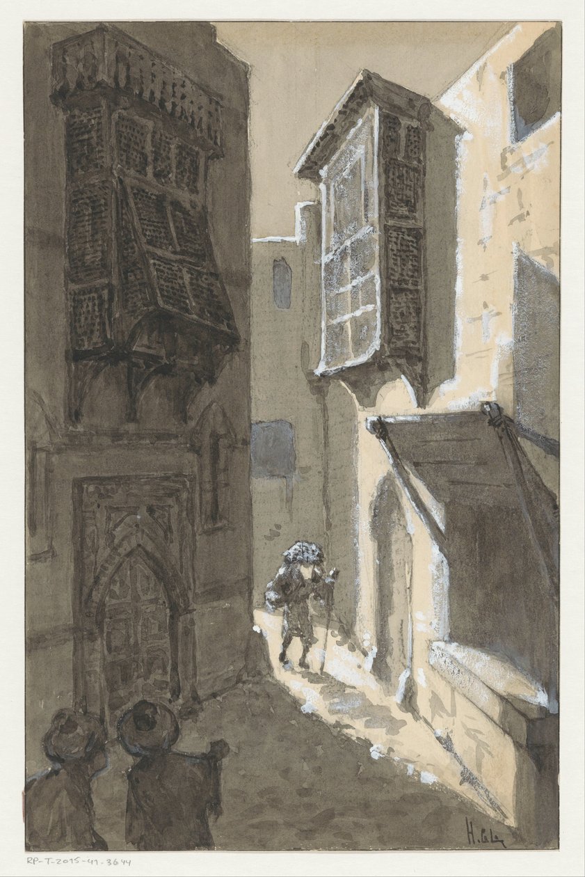 Mand med en flok på en gade af H.C. Louwerse (signed by artist)
