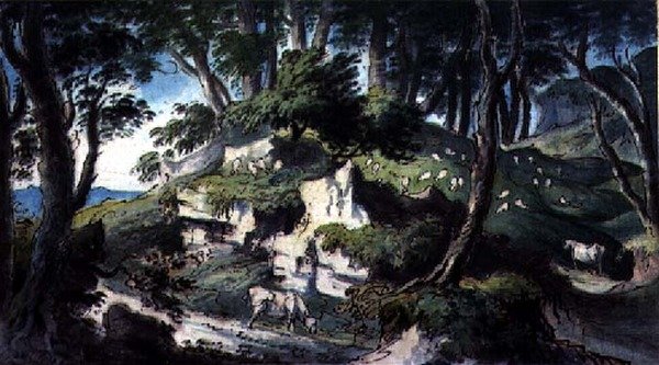 Landskab, med køer og får af H.F. 1751 1812 Aylesford
