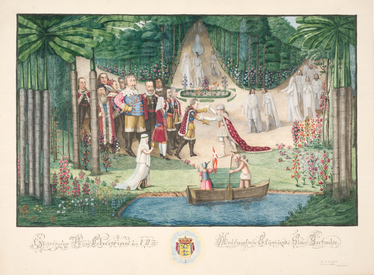 Christian VII.s modtagelse i Elysium af sine forfædre af H.G. Beenfeldt