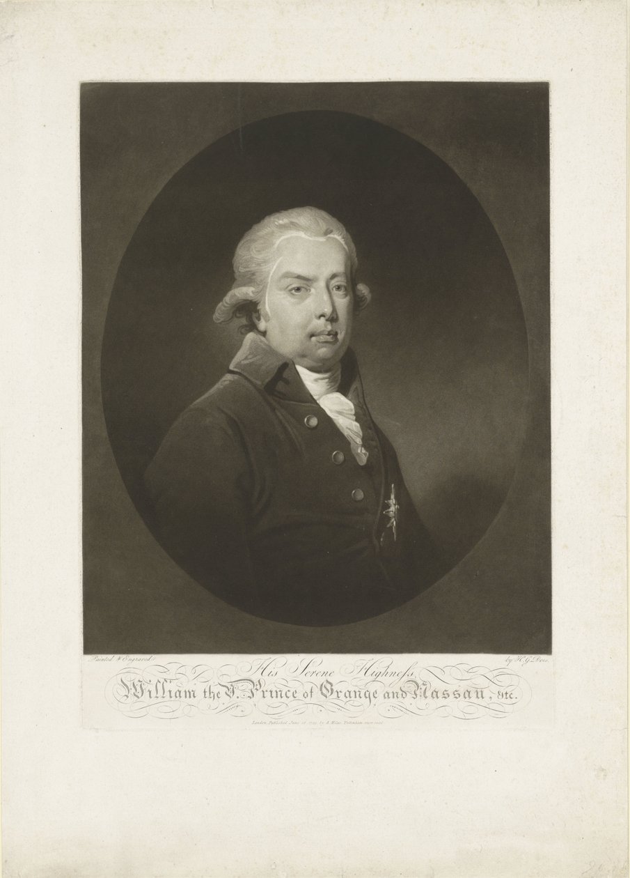 Portræt af William V, Prins af Orange-Nassau af H.G. Does