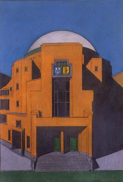 Plan over indgangen til Gemeentemuseum, Haag (pastel) af H.P. Berlage