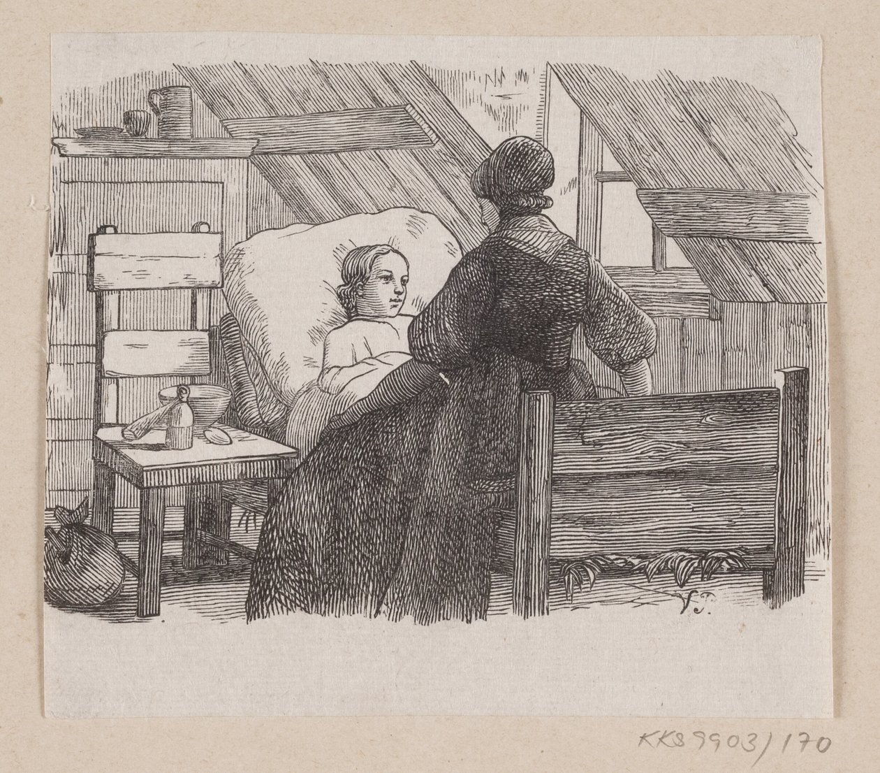 Illustration til "Fem fra en Ærtebælg" i H.C. Andersen, "Eventyr og Historier", Bind 2 af H.P. Hansen